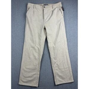 WRV Pants Men 32x32 Beige Corduroy Chino Pleated Relaxed Stretch Casual Surf NWT